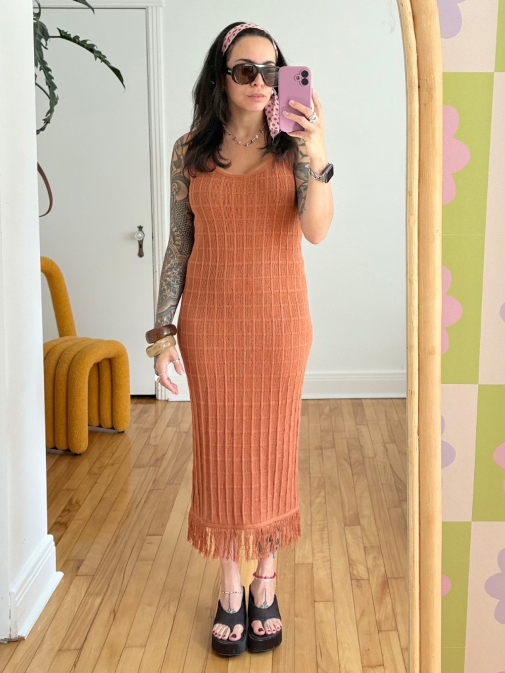 Issey Miyake archive fringe knit midi dress